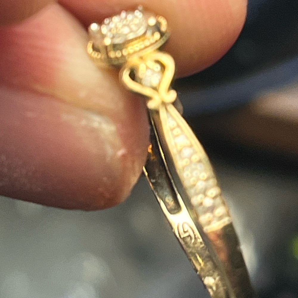 Solid Elegant Gold Ring With Silver Accents - image 6